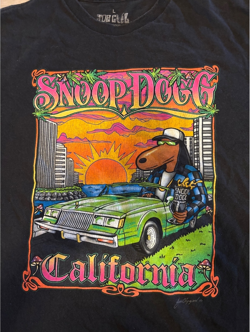 Snoop Dogg California Graphic T-Shirt Black Size L
